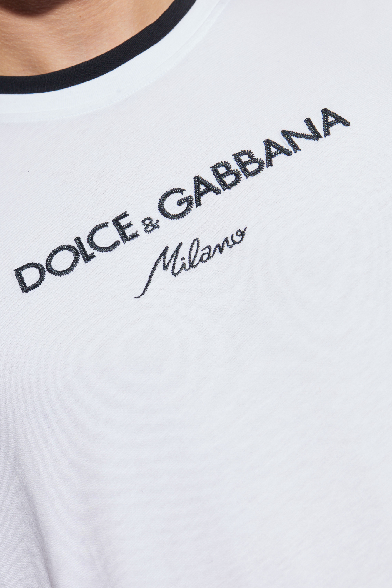 White T-shirt with embroidered logo Dolce & Gabbana - Vitkac